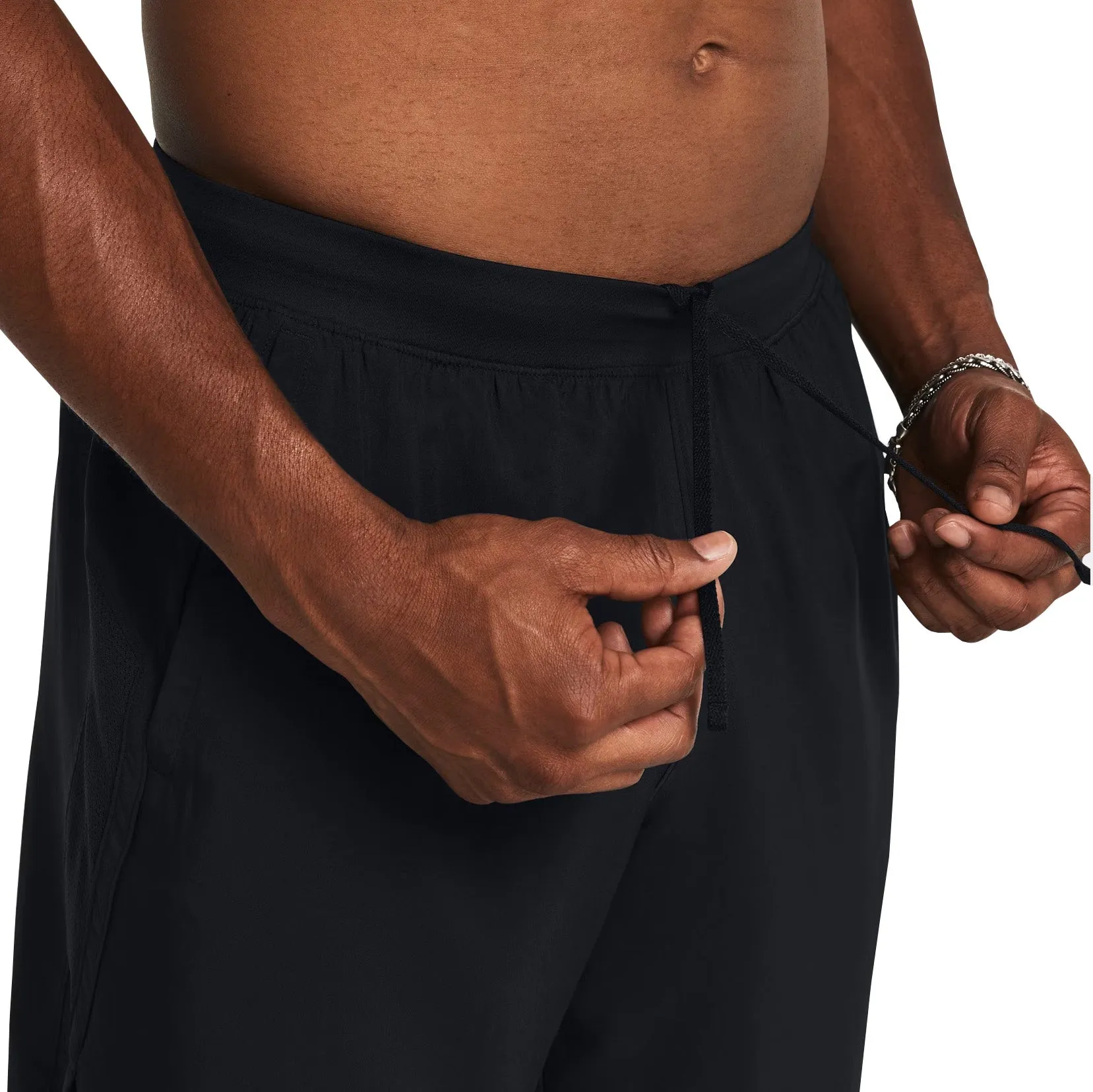 Under Armour Launch 7 Inch Mens Running Shorts - Black Retroreflective Accents Double Layered Reinforcement