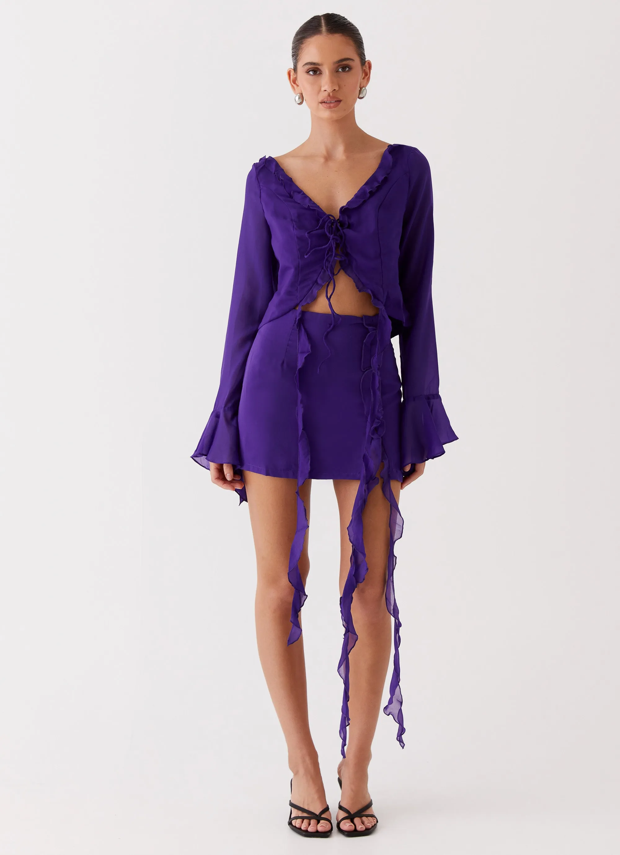 My Favourite Part Mini Skirt - Violet Golden Scene