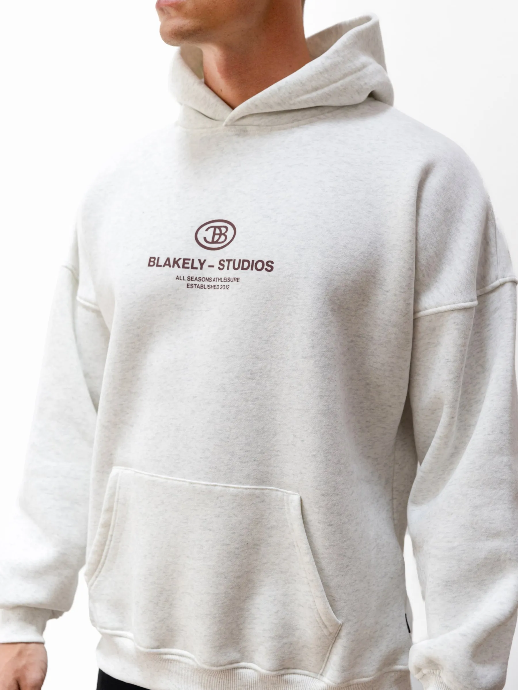 Satin Lining Mercer Relaxed Hoodie - Marl White