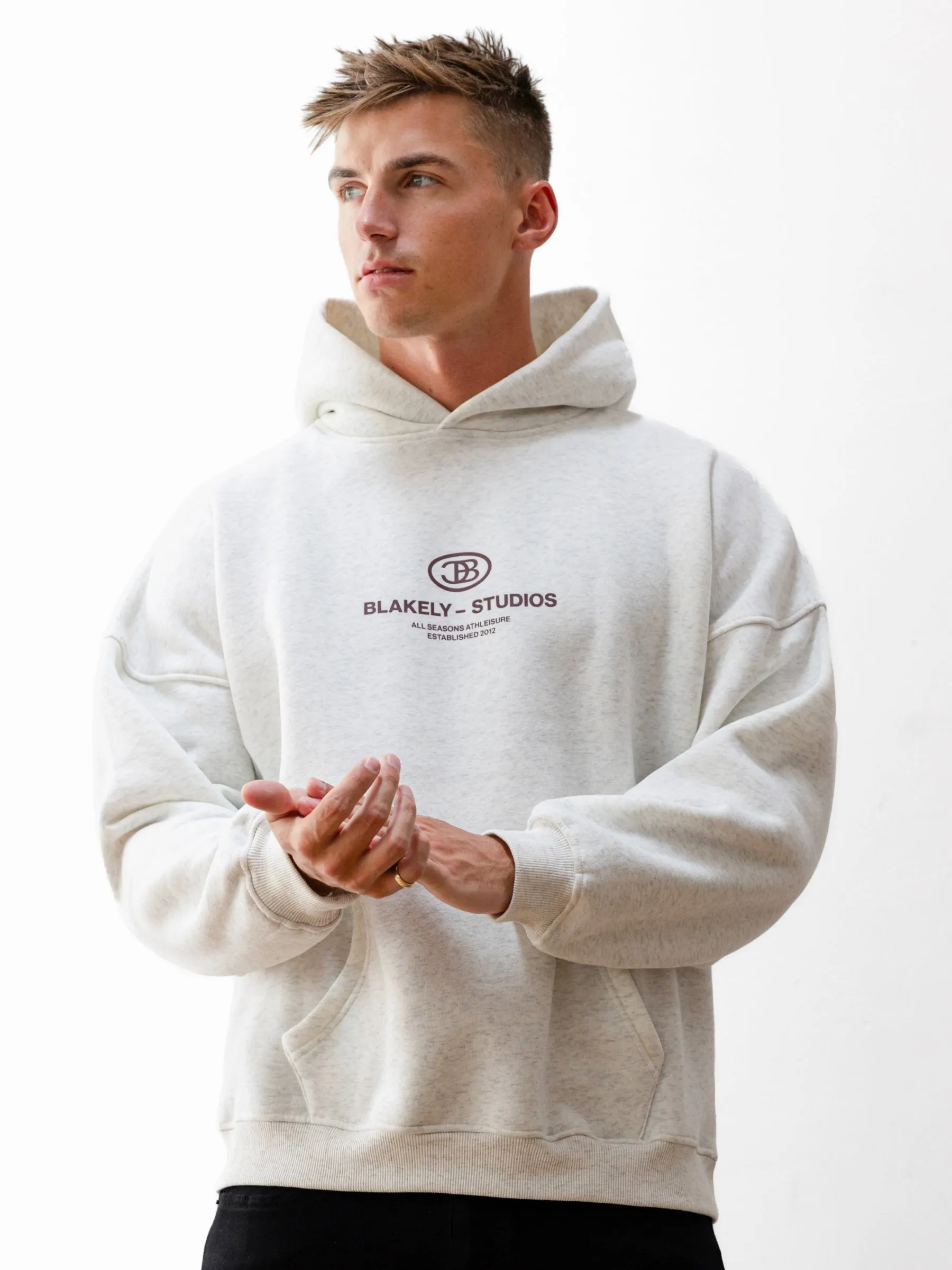 Mercer Relaxed Hoodie - Marl White Holiday Wear