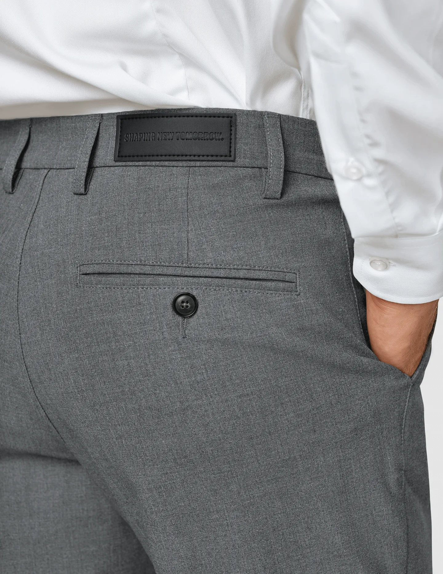 Essential Suit Pants Regular Dark Grey Melange Ripped design