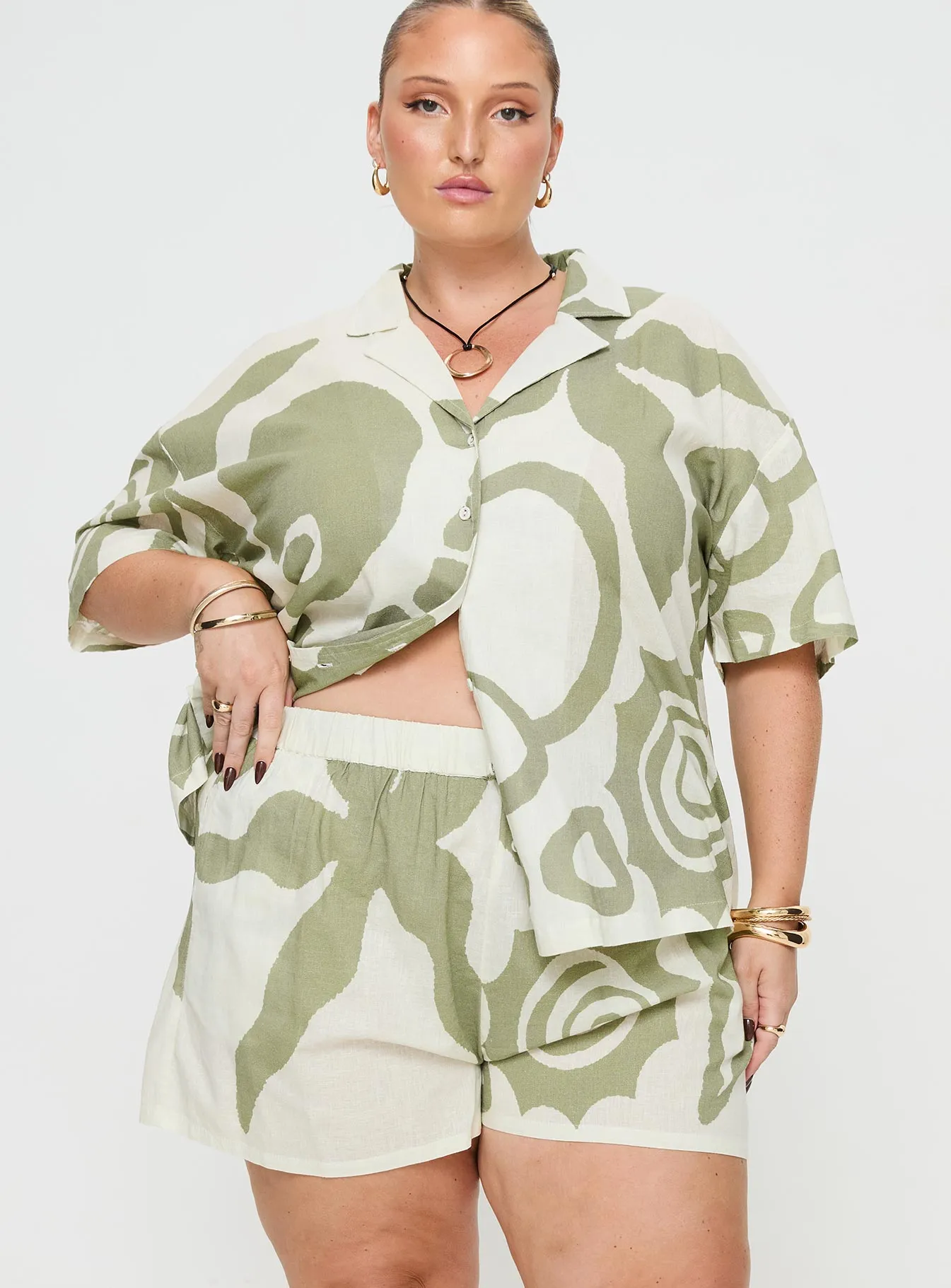 Sea Shorts Green / Cream Curve Stretch Ease