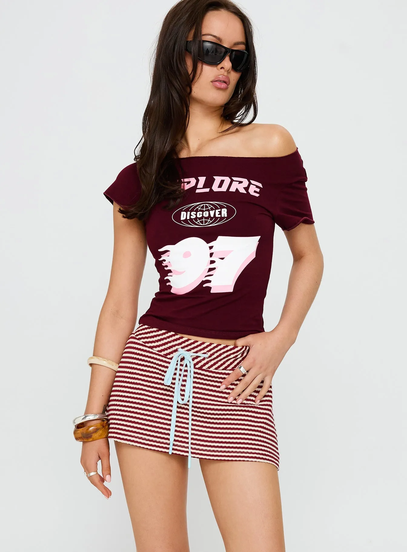Bexi Textured Skort Red / White Stripe Durable Reinforcements