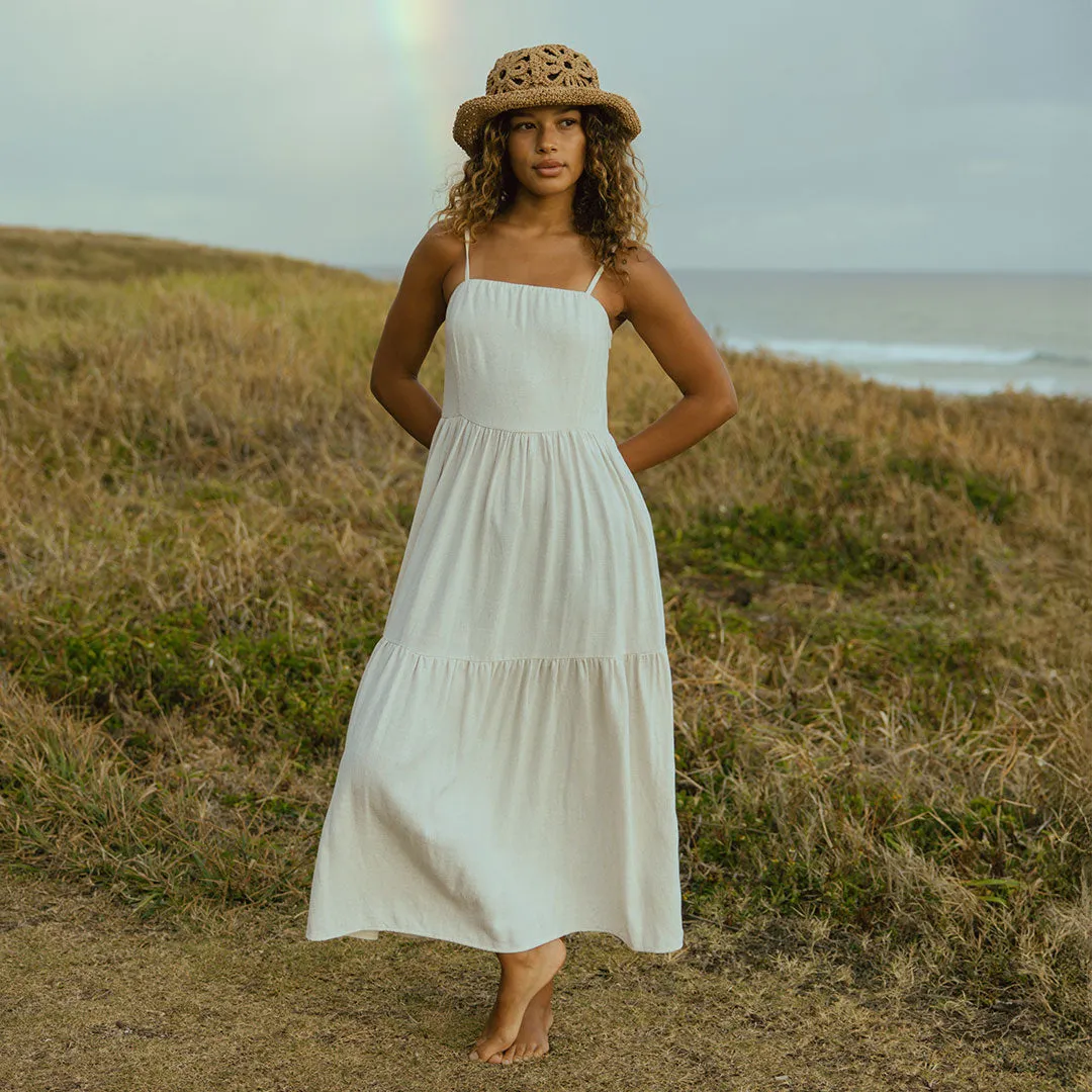 Vented Panels Cabo Midi Dress, Sand
