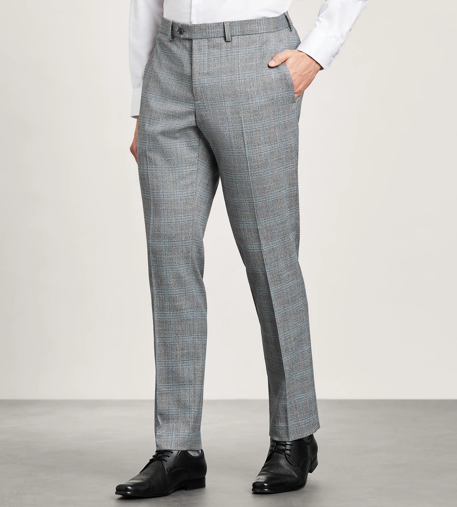 High Density Weave Timeless Layers Modern Fit Grey Plaid Suit Pants