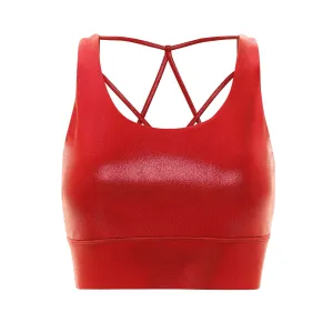 Ruby Jewel Sports Bra Embellished seams Drawstring closure