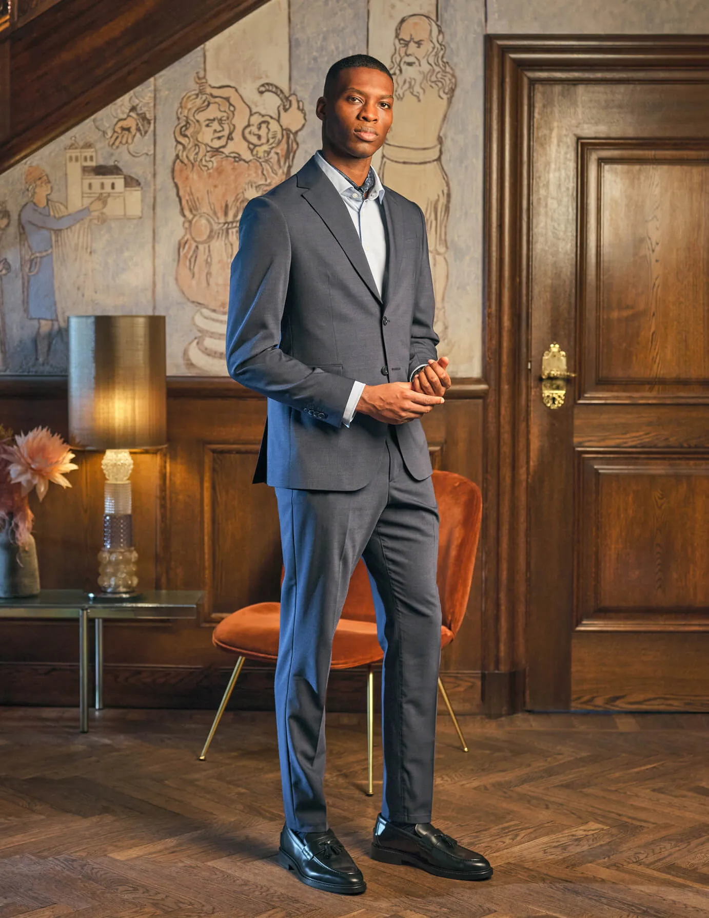 Tech Wool Suit Pants Slim Navy Non Irritating Tags