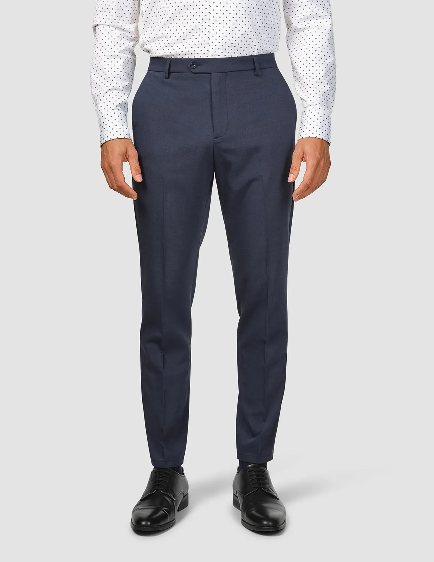 Stain Resistant Weave Multi Pocket System Tech Wool Suit Pants Slim Navy