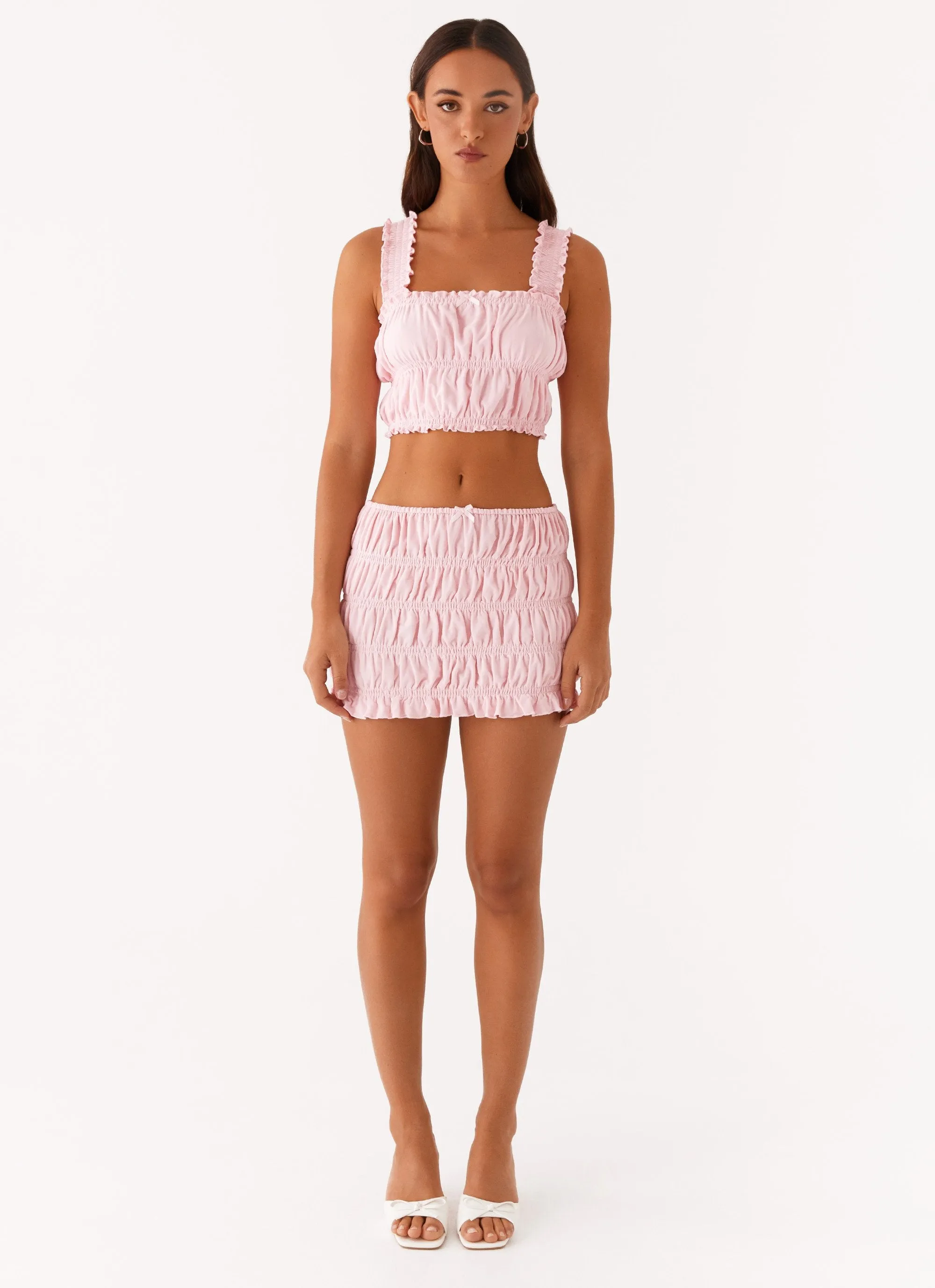 Elegant Look Off by Heart Shirred Skirt - Blush
