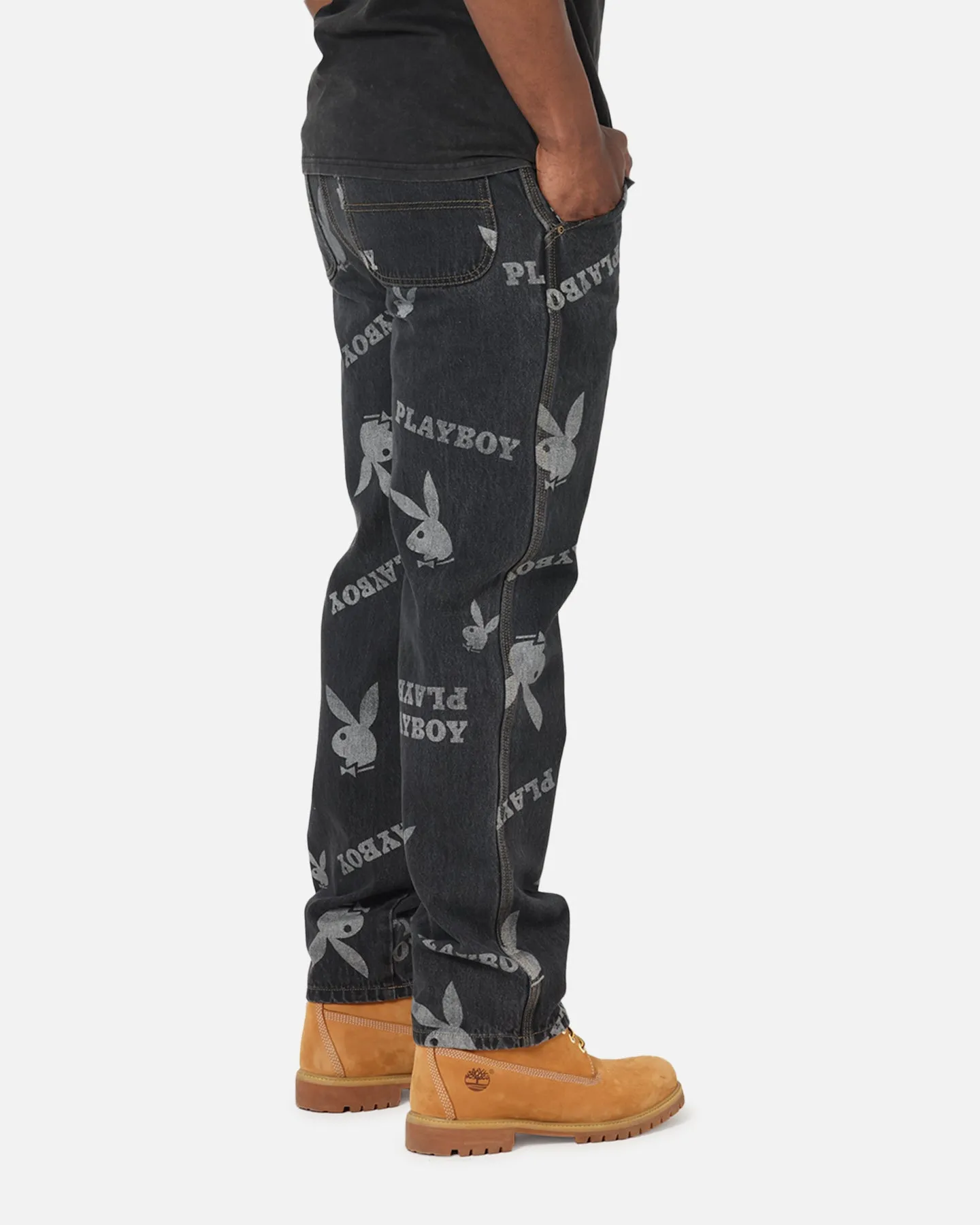 Sustainable Beach Day Playboy Mess Denim Jeans Washed Black
