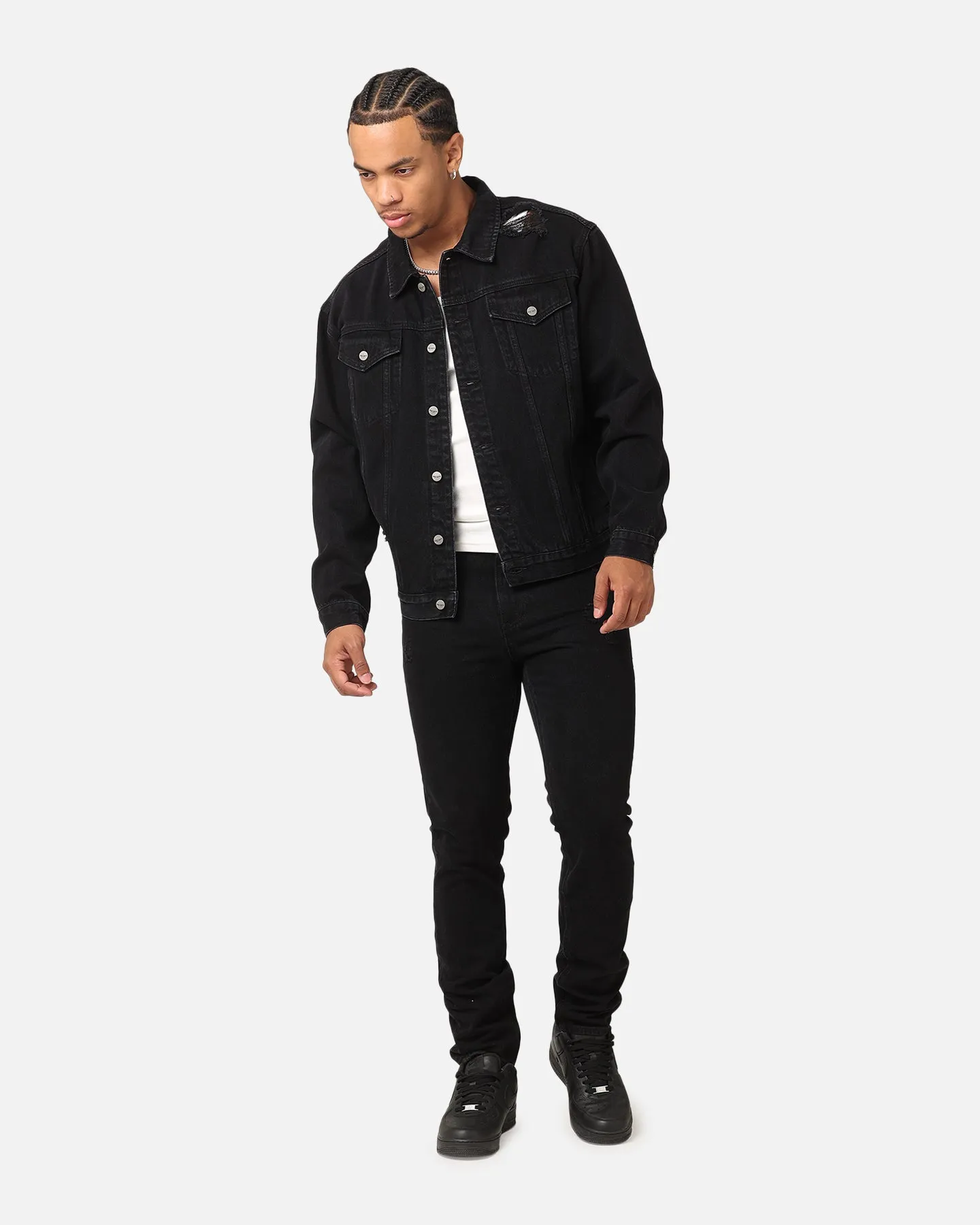 Stone Wash Finish Saint Morta Fimi Distressed Jeans Washed Black