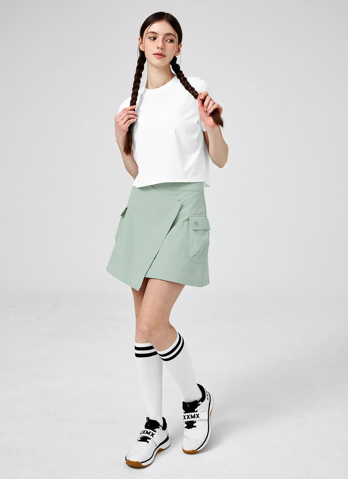 Dual Grip Layered Wrap Skirt Flexible Hemline Energy Flow