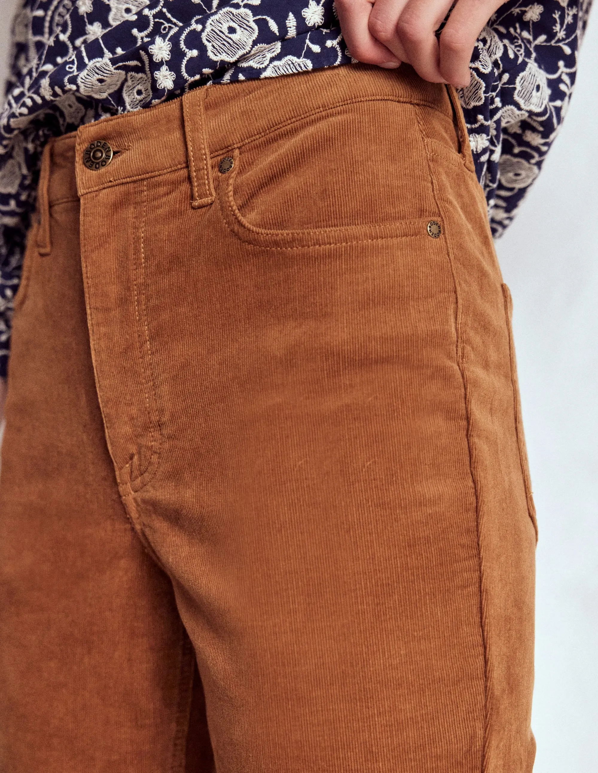 Closet Staple Smart Look High-Waisted Cord Slim Jeans-Ginger