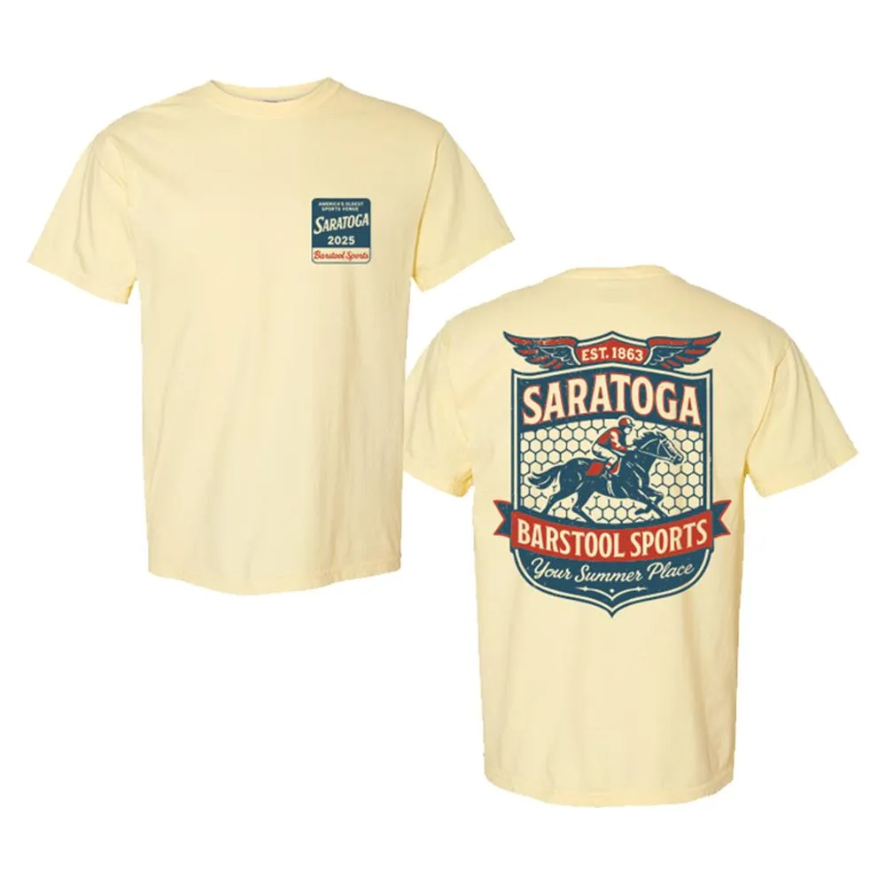 Saratoga x Barstool Sports Crest Tee Cool and Relaxed in demand