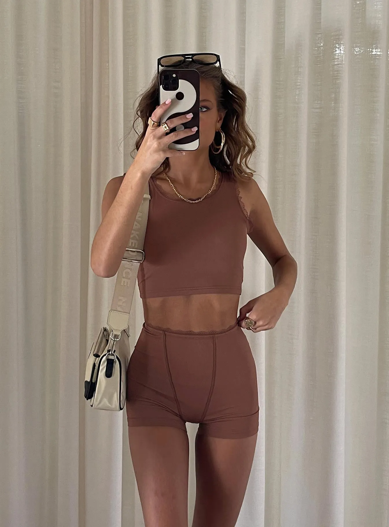 Kesor Knit Shorts Brown Car Cool Desk Style