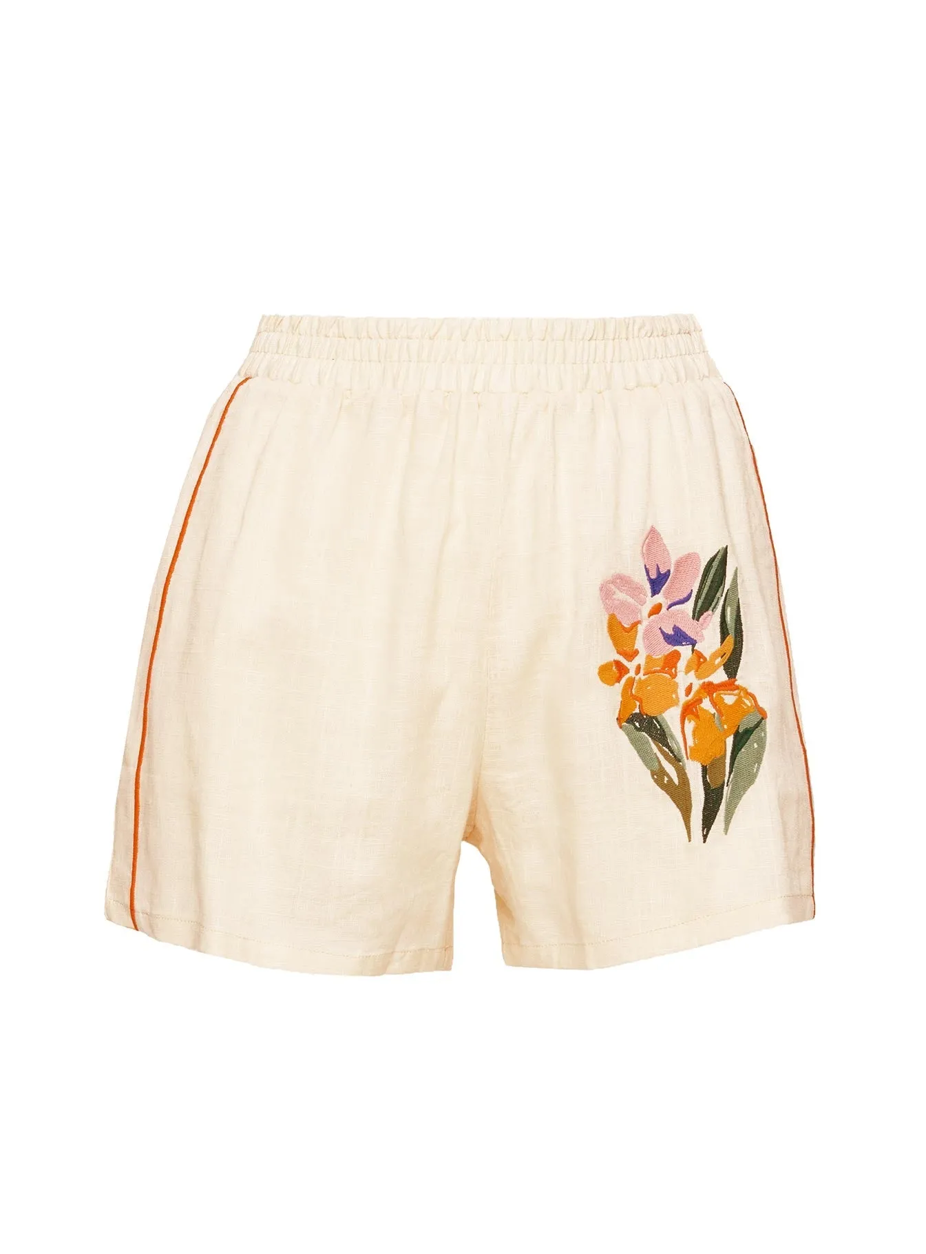 Placket Closure Fiorellie Shorts Cream