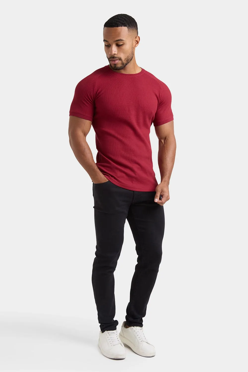 Anti Static Treatment ComfortOptimizedConstruction Short Sleeve Waffle T-Shirt in Claret