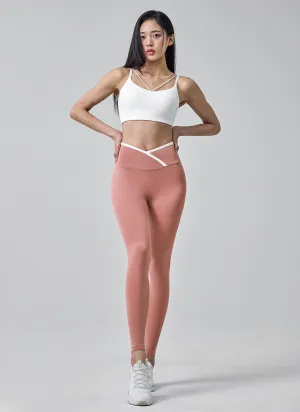 Stage Feel Overlapped Contrast Line Leggings