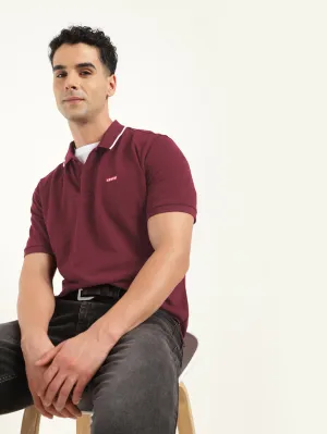 Curved Hemline Quick-Dry Fabric Men's Solid Polo T-Shirt