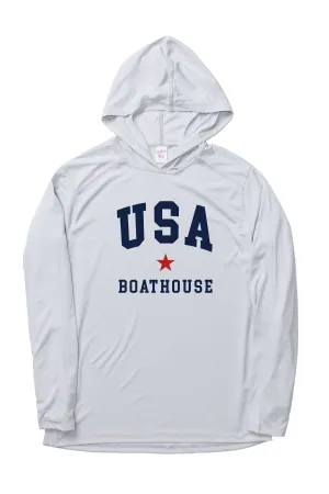 Unisex UV Protection USA Long Sleeve Hoodie SoftTouch Texture
