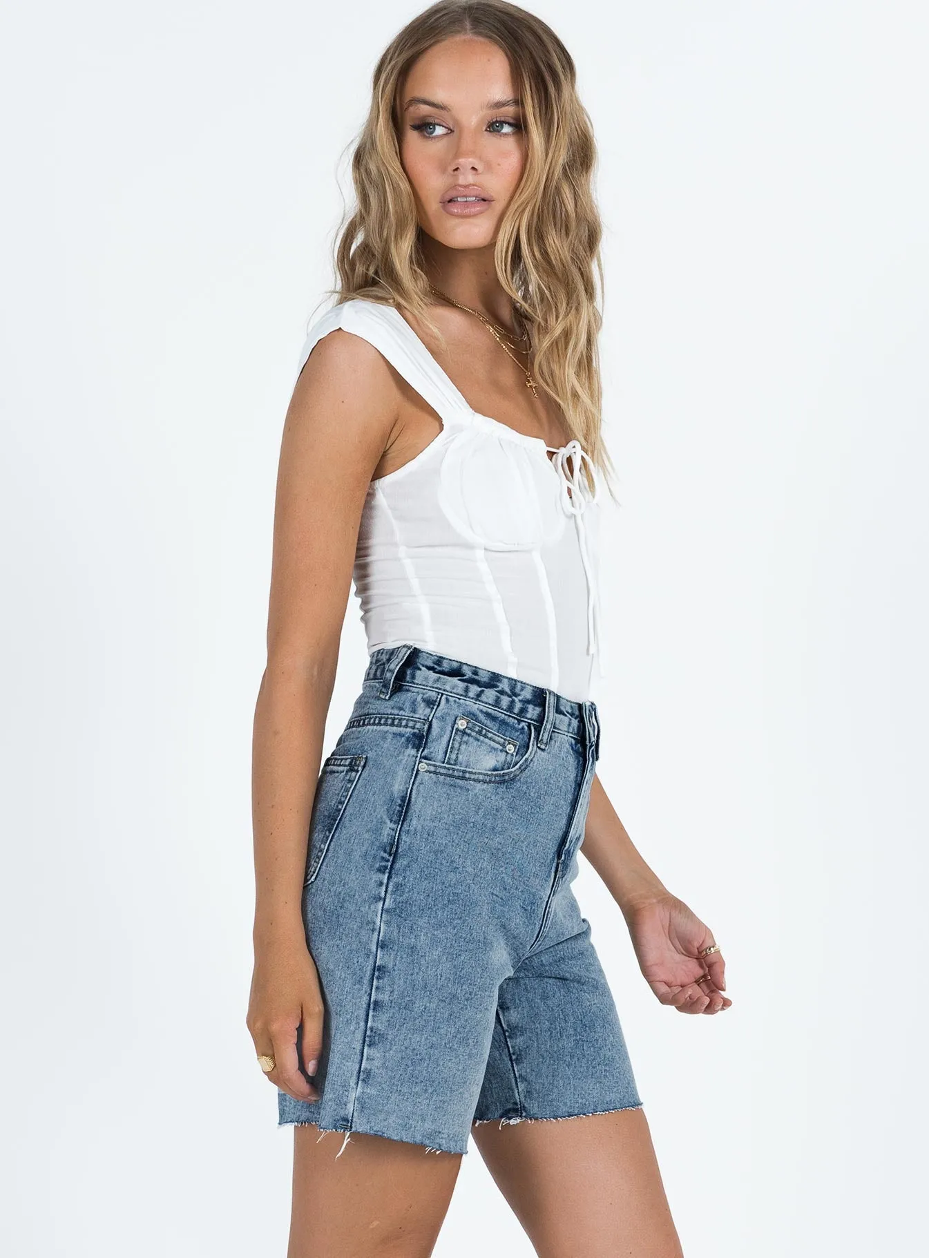 Lyndsey Longline Denim Shorts pack light