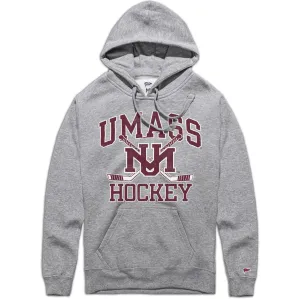 Tonal Logo Embroidery Smart Casual UMass Vintage Hockey Crossed Sticks Hoodie