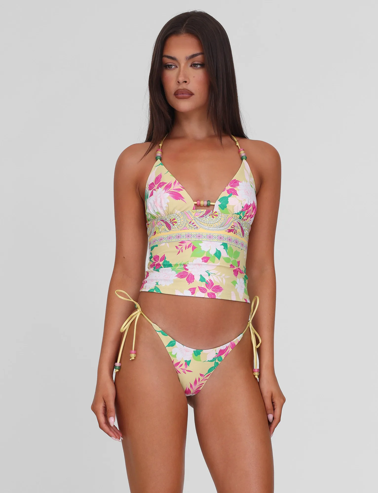 Anti Pilling Fabric Blend FINLEA TANKINI TOP - PAISLEY BORDER