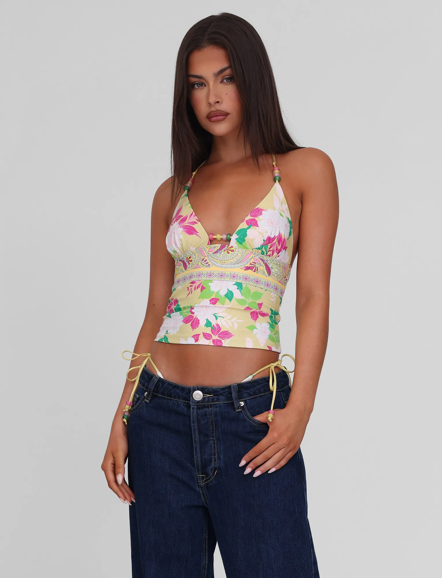 Cutout-Design FINLEA TANKINI TOP - PAISLEY BORDER