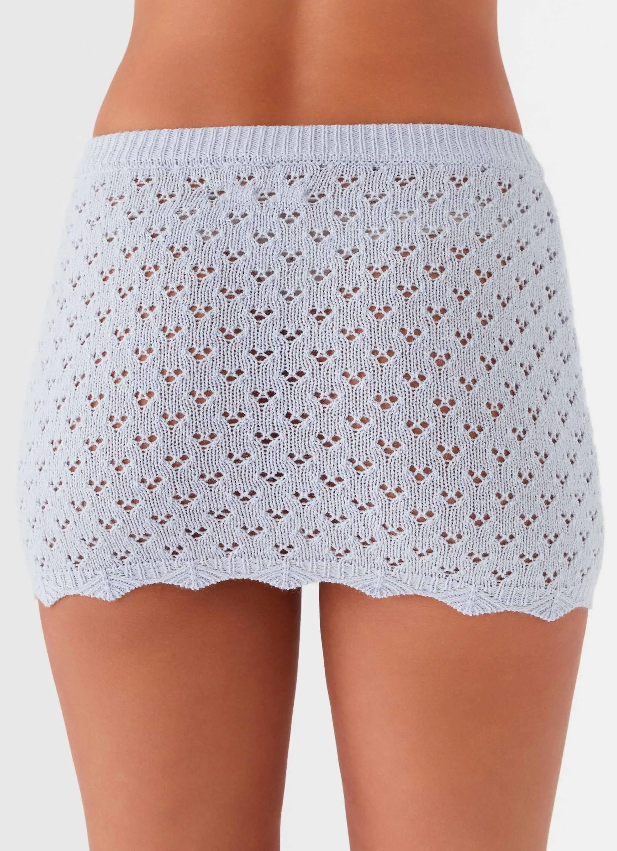 Versatile Wear Blue Bird Knit Mini Skirt - Blue Dusk
