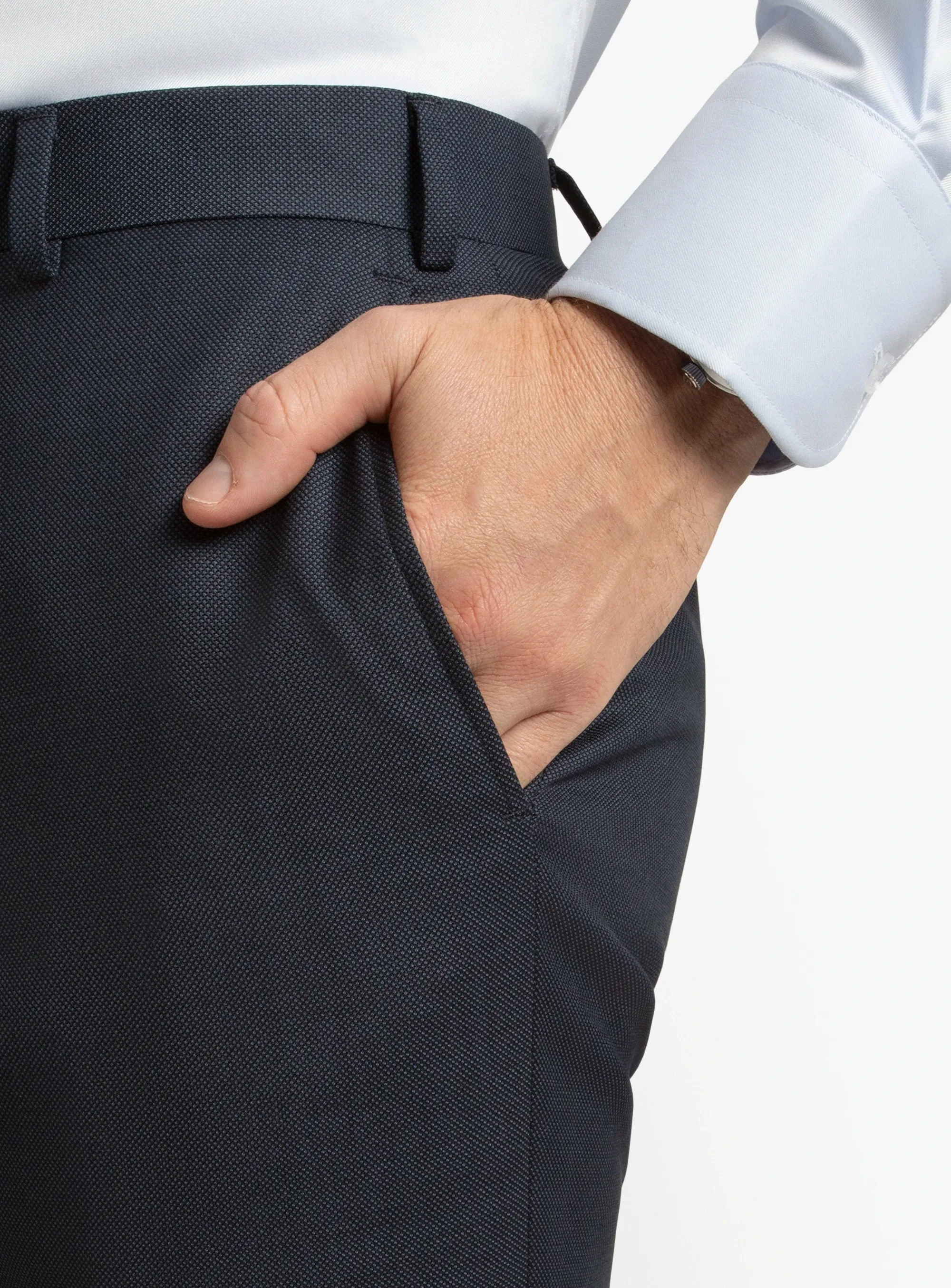 Dexter Birdseye Navy Suit Trousers Core Basic