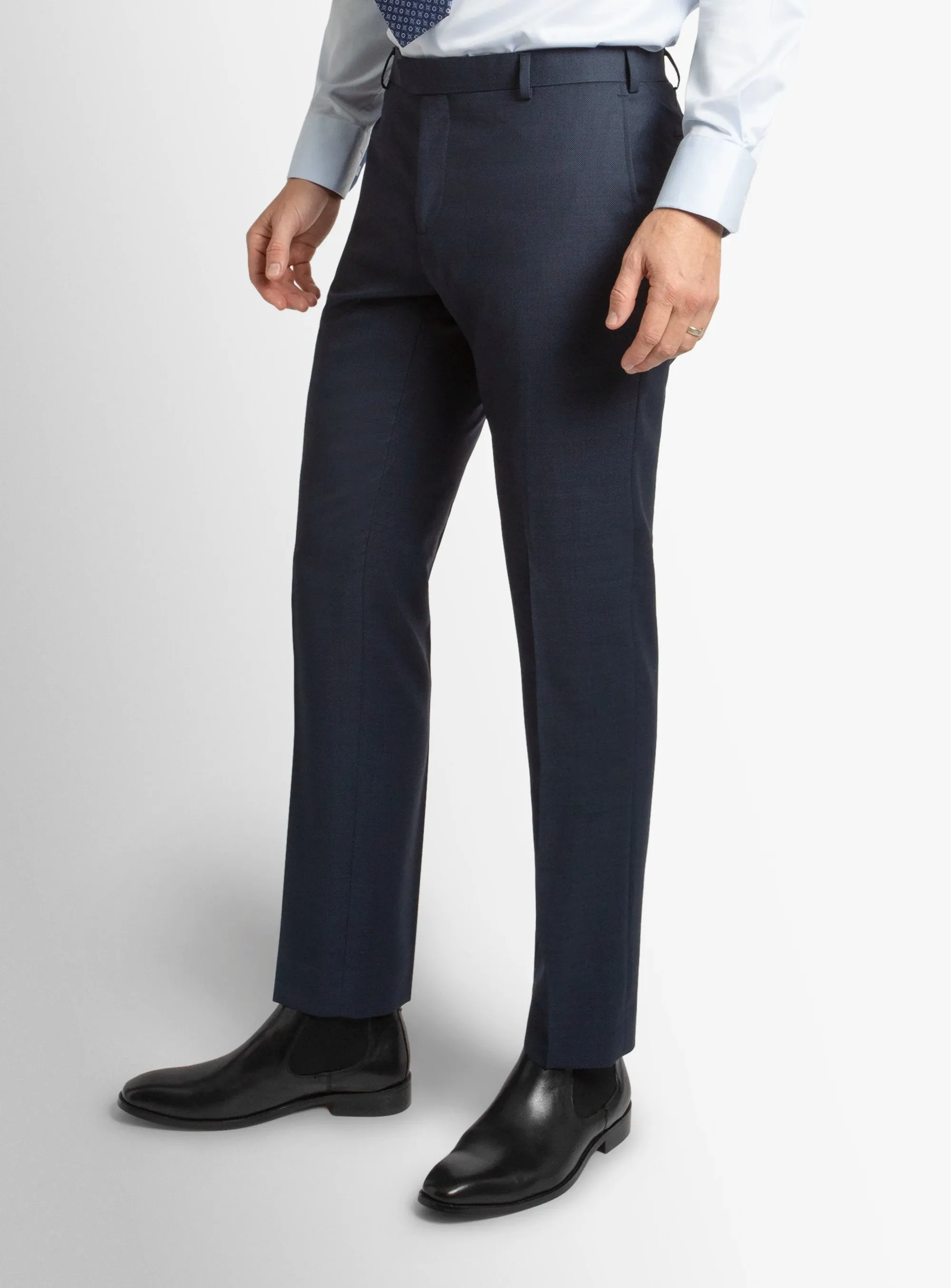 Fashion Staple Dexter Birdseye Navy Suit Trousers