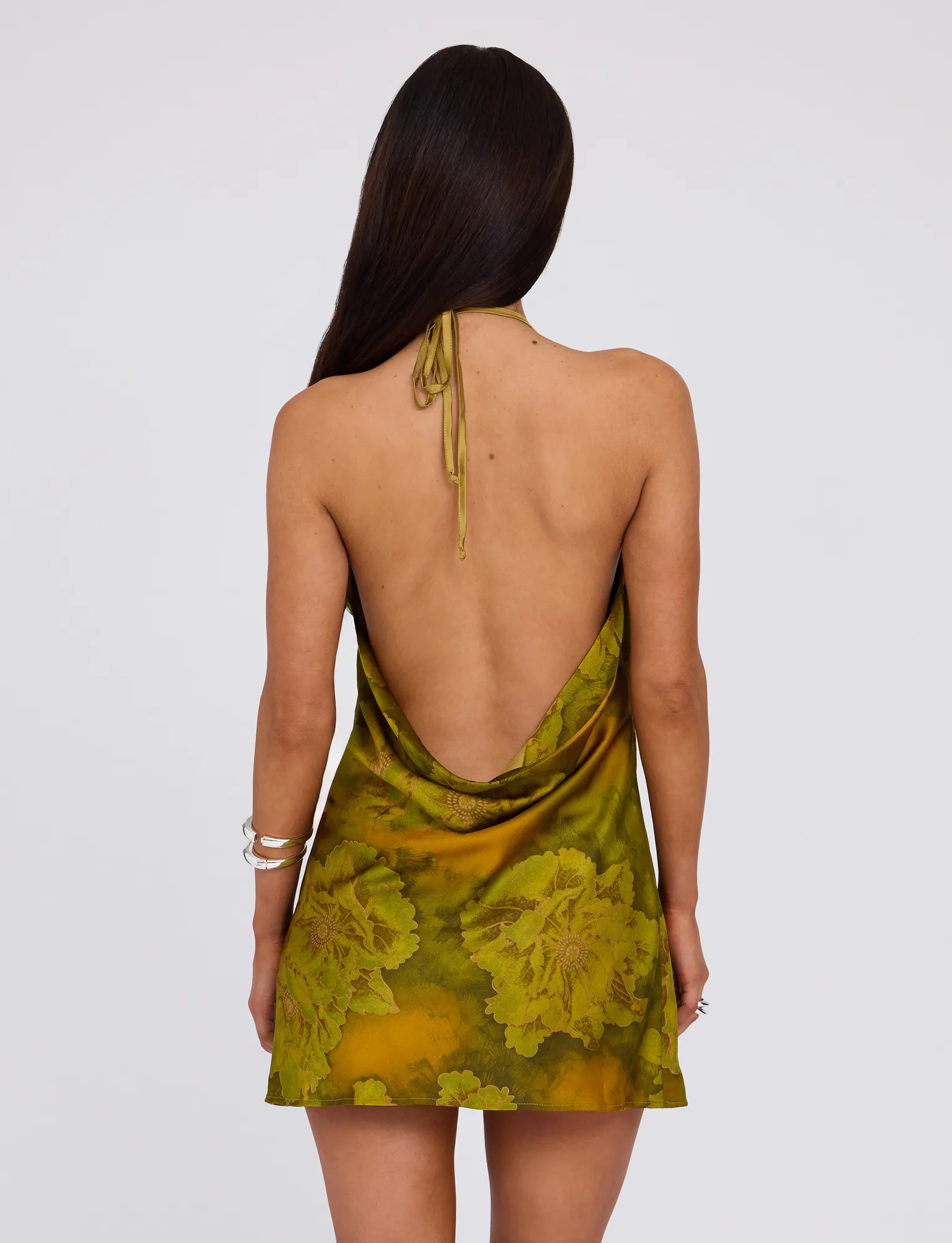 Stream Cut MONROE DRESS - GREEN : WATER COLOUR FLORAL