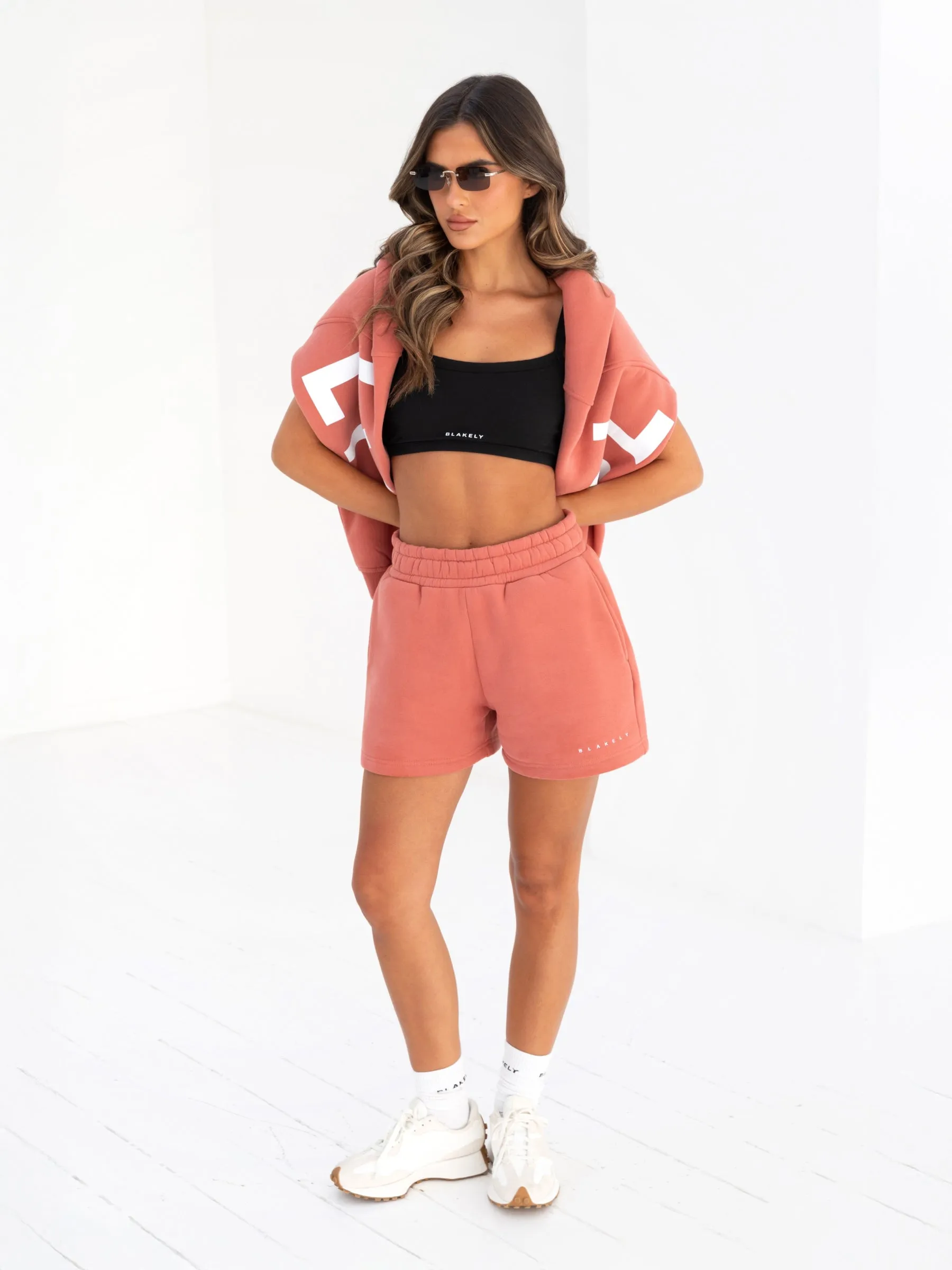Isabel Oversized Hoodie - Burnt Coral elastic waistband Fur like