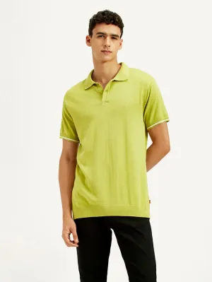 Men's Solid Slim Fit Polo T-Shirt Sporty Look DoubleLayered Hem Binding