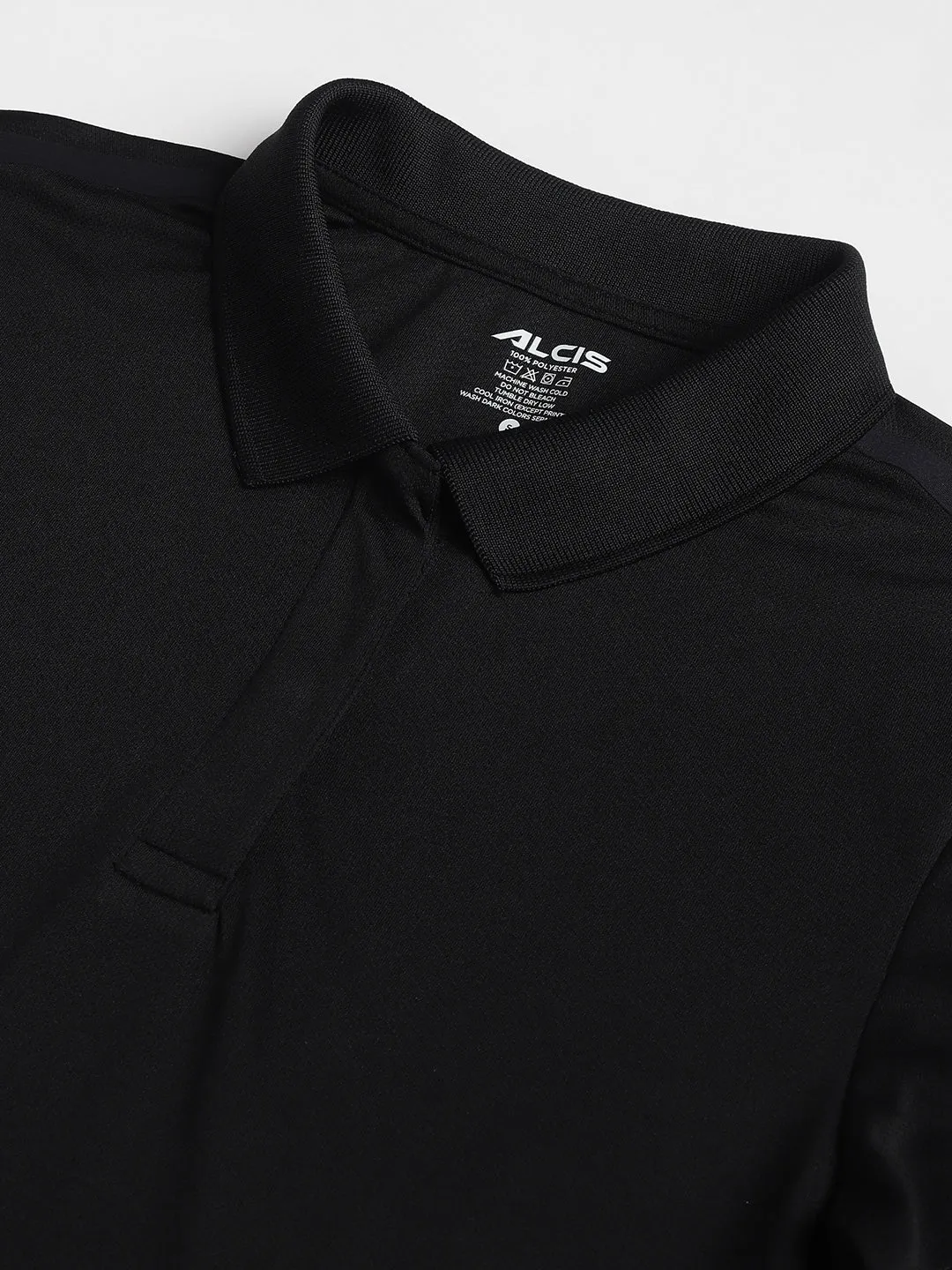 Bound Seam Finish Breathable Underarm Vents Alcis Women Black Anti-Static Soft-Touch Slim-Fit Training Polo Wonder T-Shirt