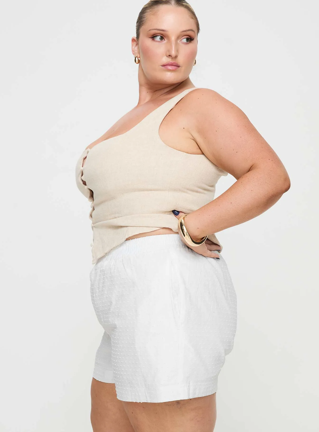 Thin Core Dance Light Dobby Shorts White Curve