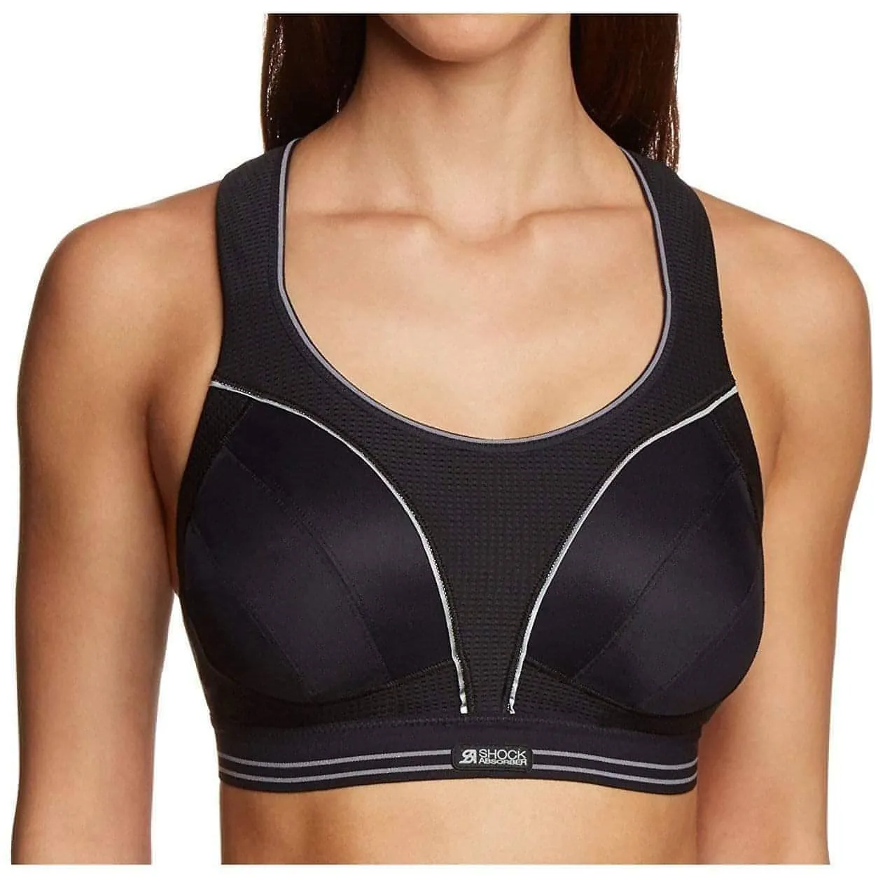Shock Absorber Ultimate Run Womens Sports Bra - Black Tight fit seams Oversized Fit
