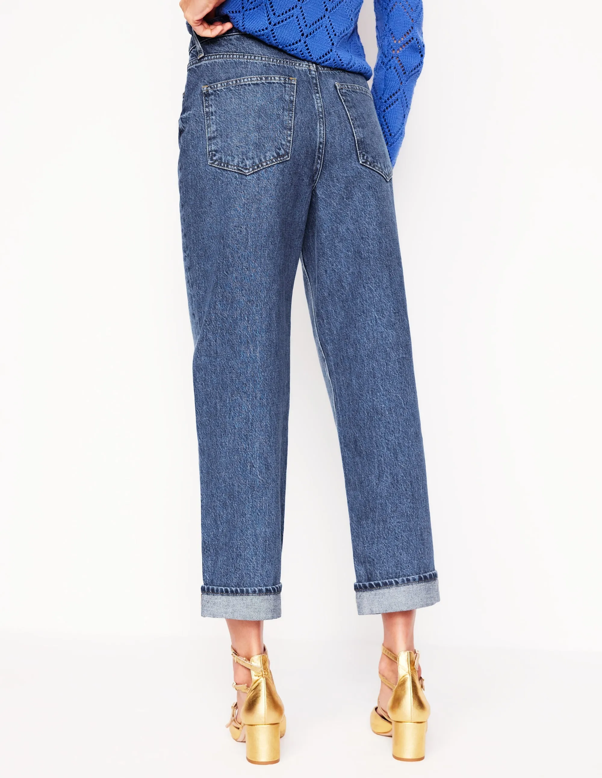 Flat Lock Stitching Low Maintenance Fabric Mid Rise Relaxed Jeans-Mid Vintage