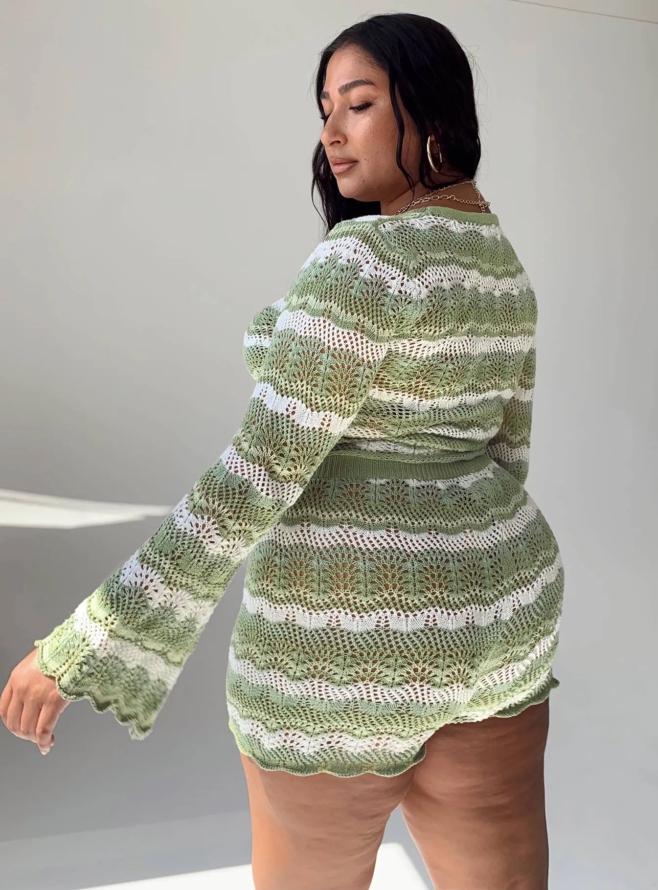 Leah Knit Set Green Multi Curve Cool Glow Style Mood