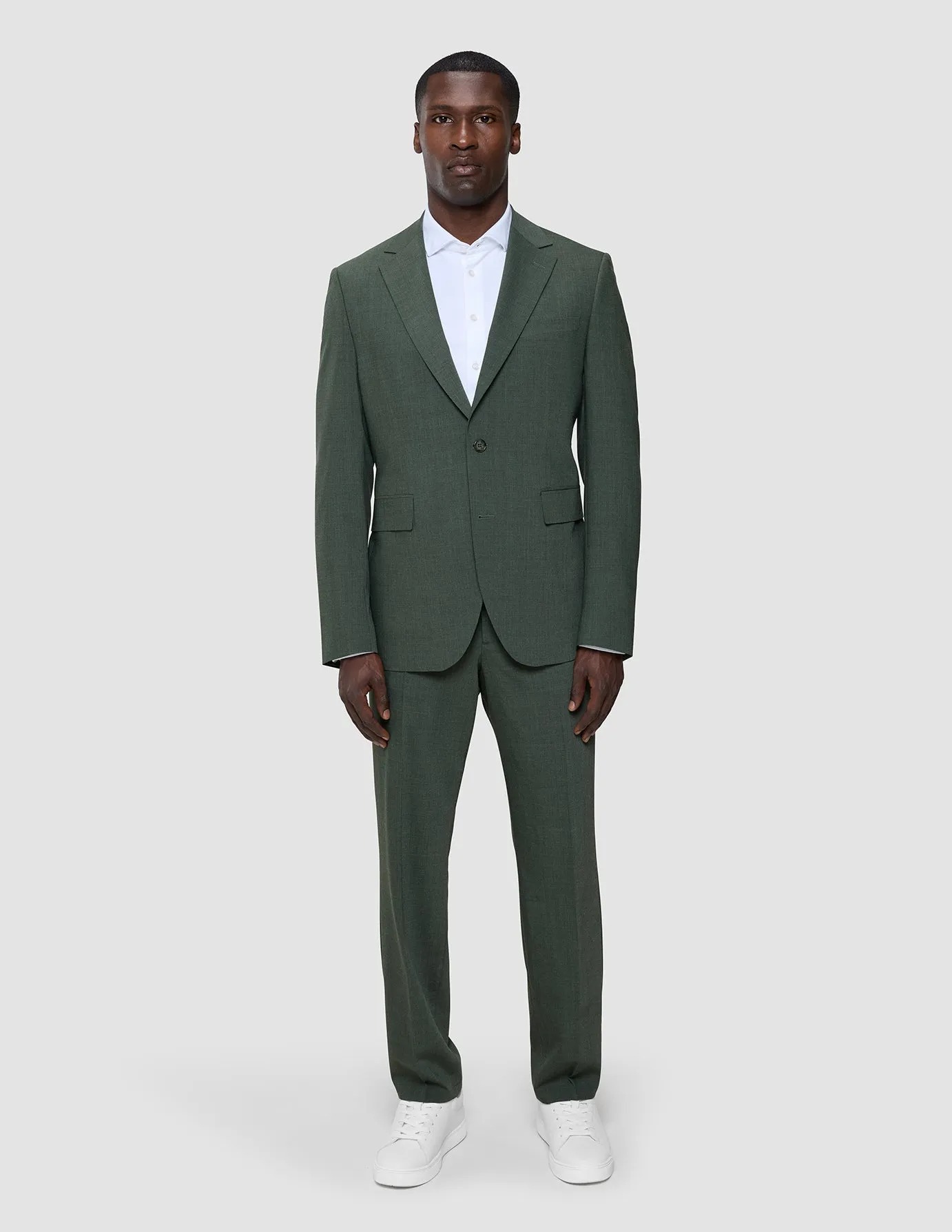 Simple Comfort Effortless Wear Tech Wool Suit Pants Regular Green Night