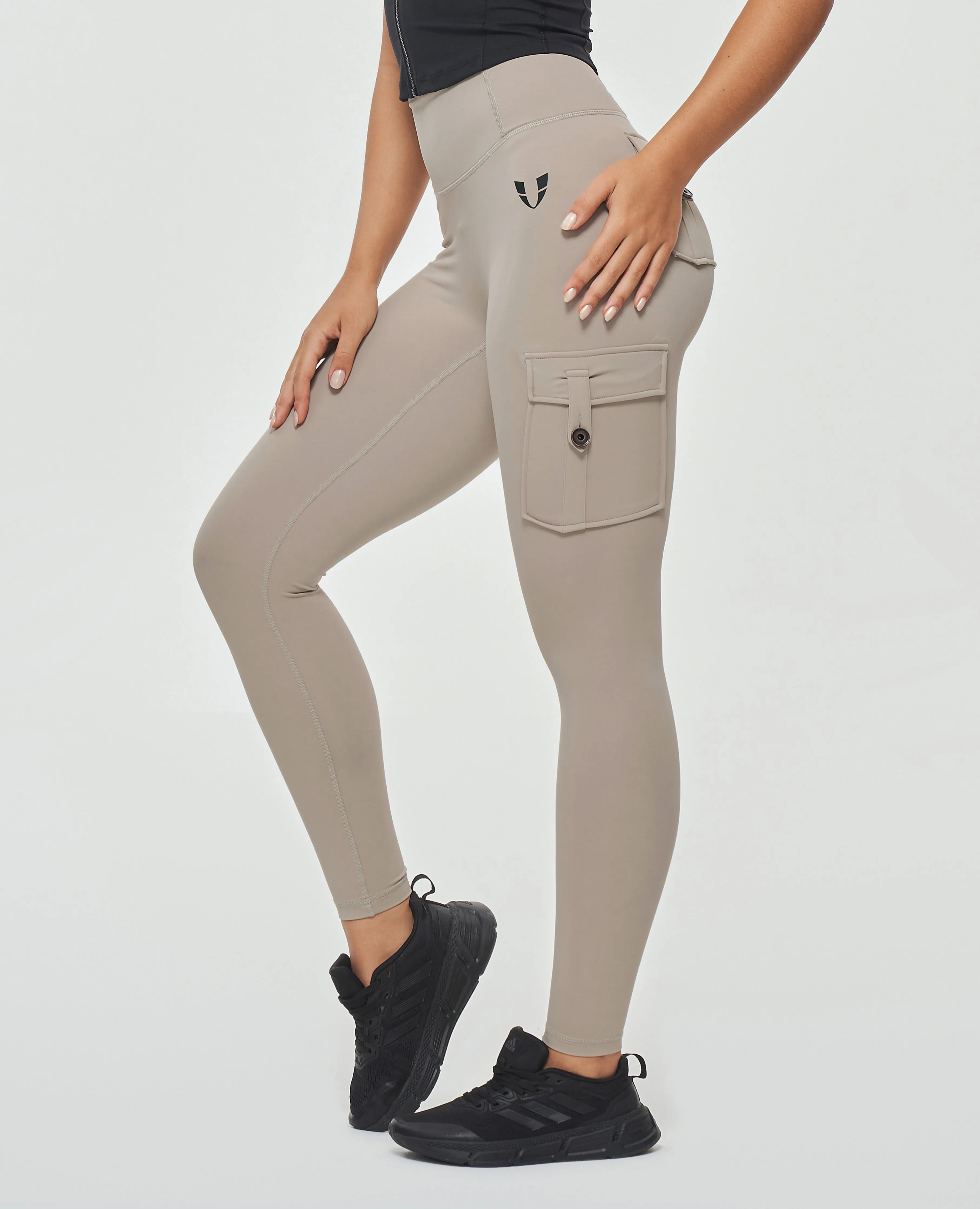 Body Sculpt High Waisted Cargo Leggings - Khaki Seamless construction
