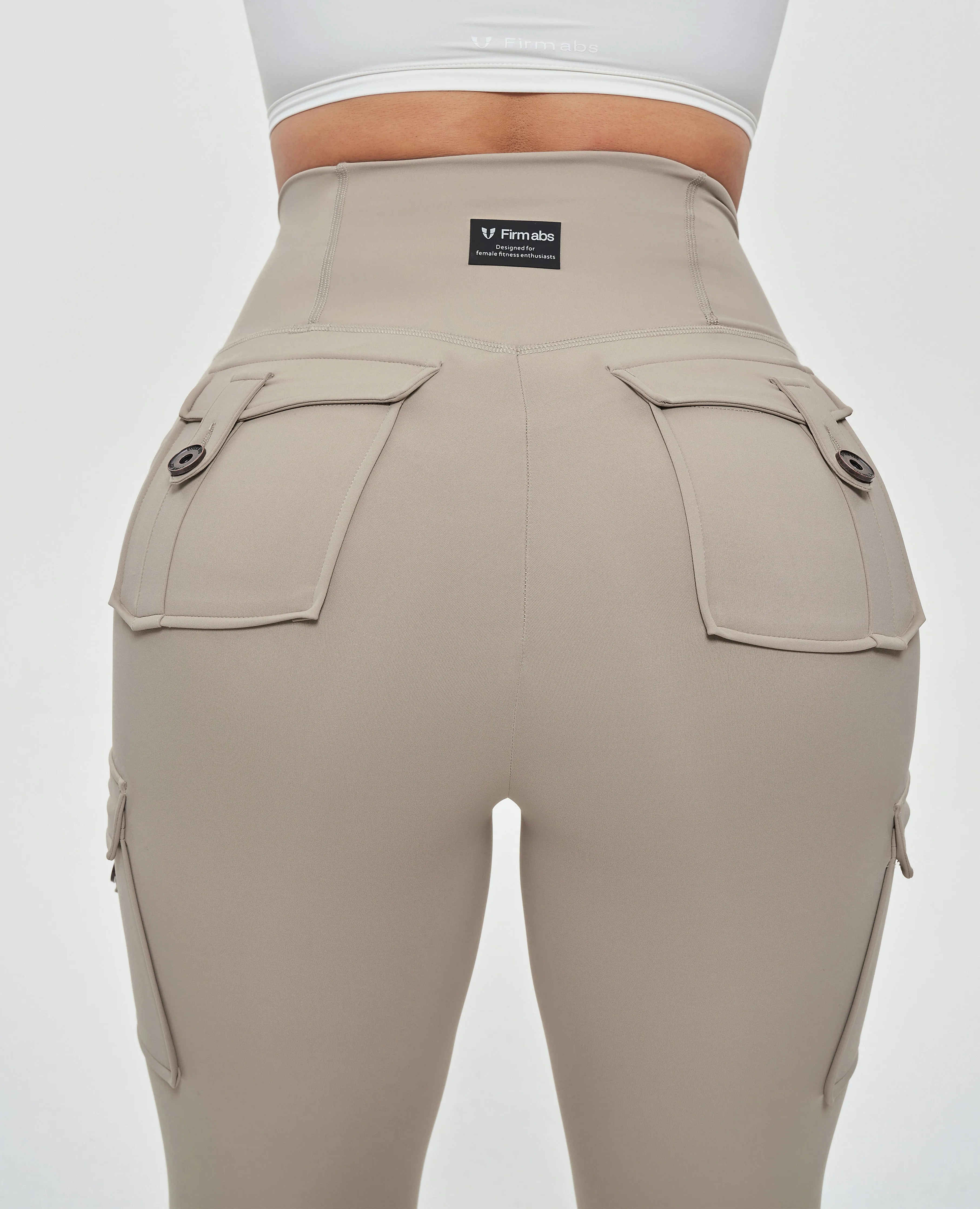 Body Sculpt High Waisted Cargo Leggings - Khaki Seamless Design Summer Wear Holiday Outfit Eco Friendly