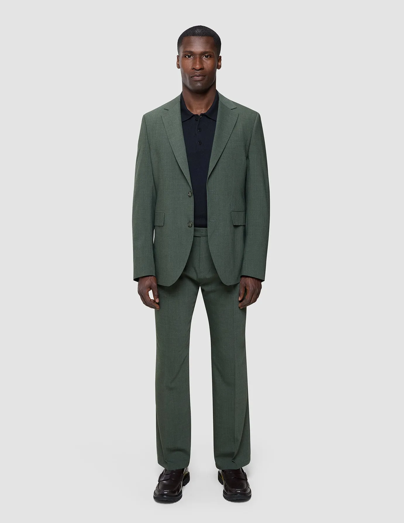 Tech Wool Suit Pants Relaxed Fit Green Night DurableReinforcedMaterial