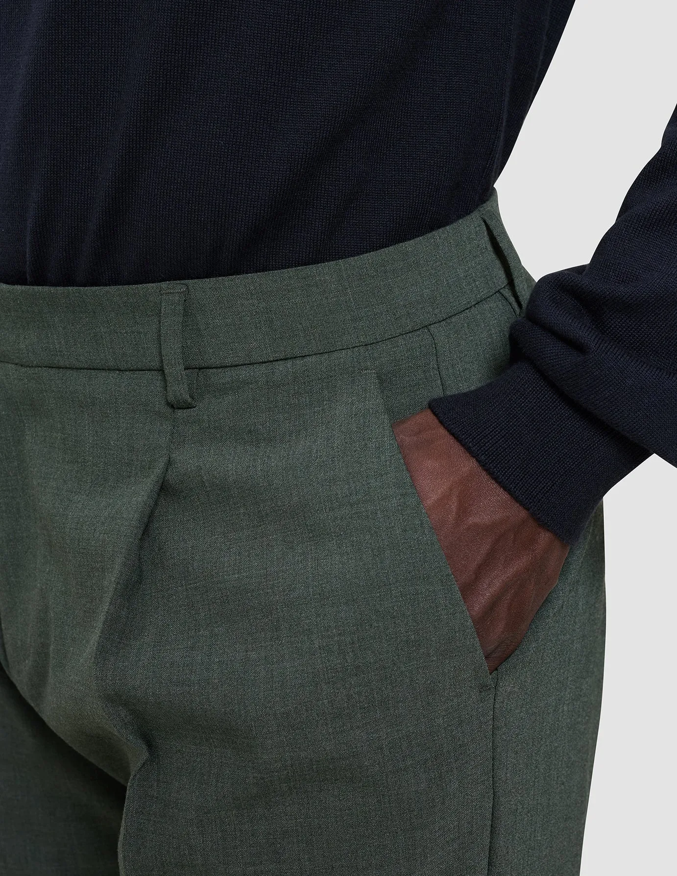 Tech Wool Suit Pants Relaxed Fit Green Night snag resistant PermeableCloth