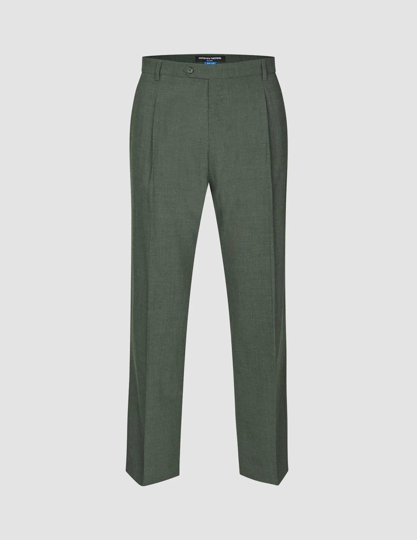 Tech Wool Suit Pants Relaxed Fit Green Night BreathableLining FrictionResistantEdging