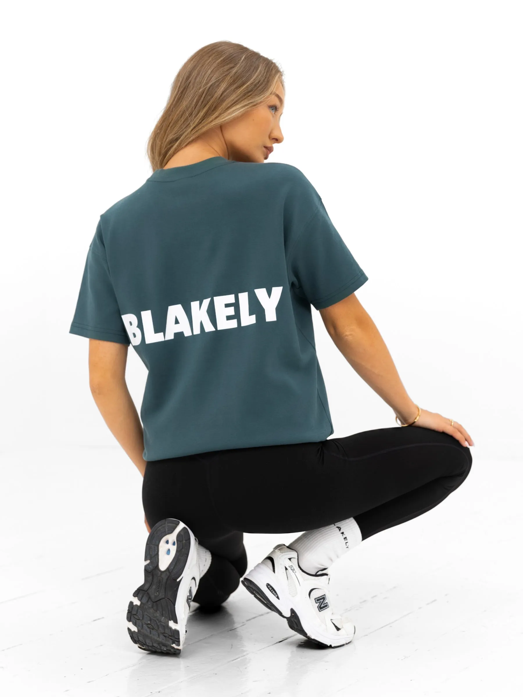 Cool and casual Breathable Cotton Fabric Amelie Oversized T-Shirt - Teal Green