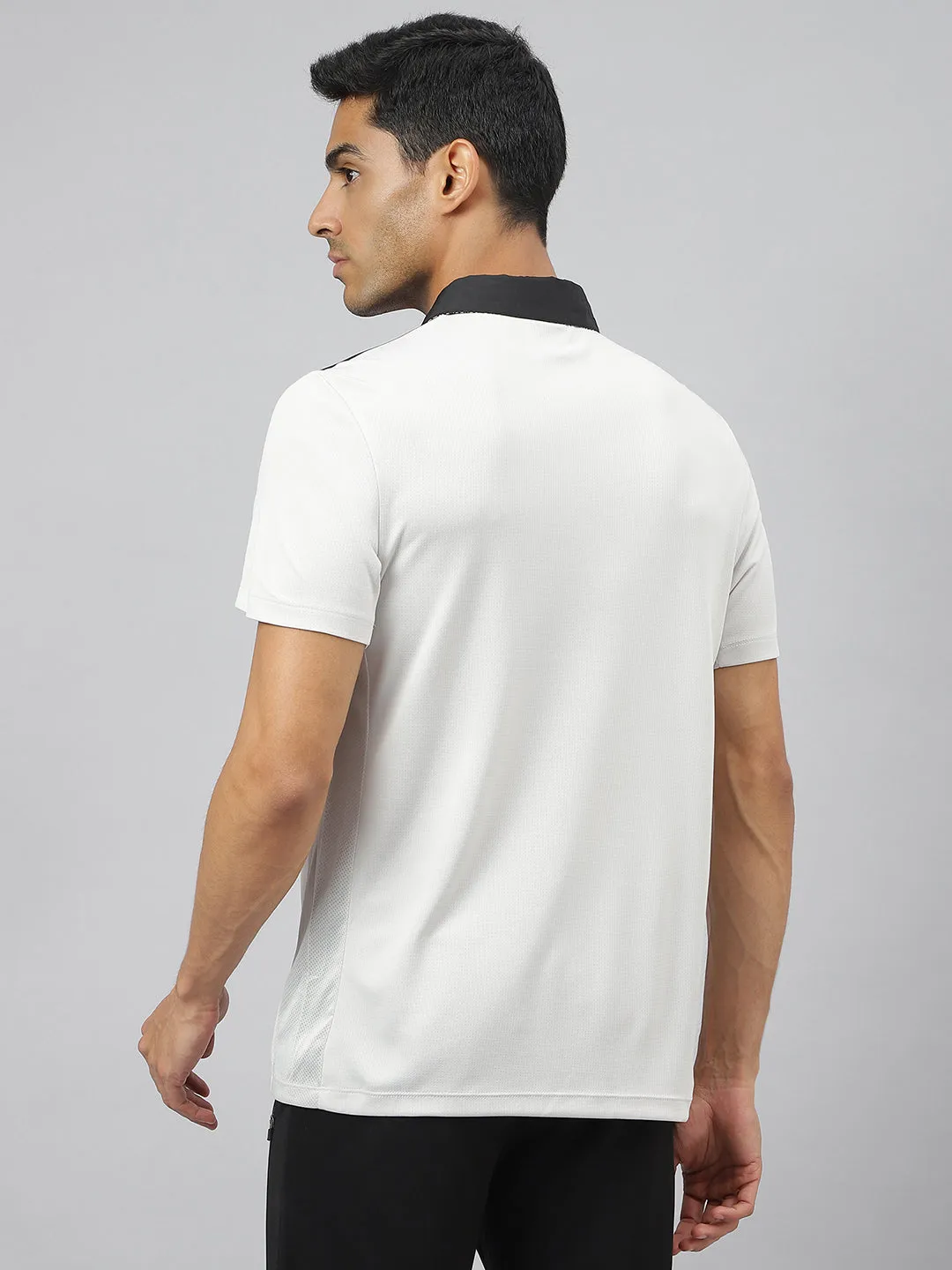 Alcis Men Light Grey Train-Tech Anti-Static Slim-Fit Training Polo T-Shirt ComfortStretch Collar Golf Clubhouse