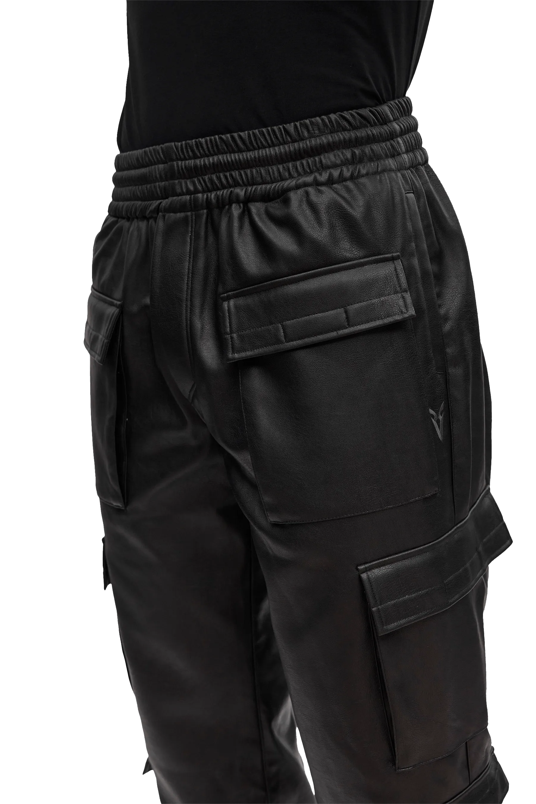 LEATHER CARGO PANTS - Black Neutral Tone Versatile staple