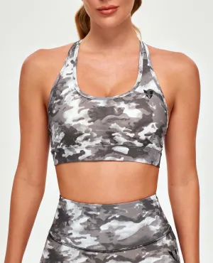 Scoop neck seams Power Sports Bra - Tie Dye Camo