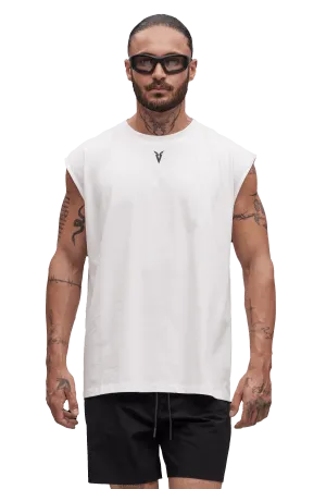 Matte Look Glossy Finish SLEEVELESS T-SHIRT - Optic White Sweat Wicking Lining